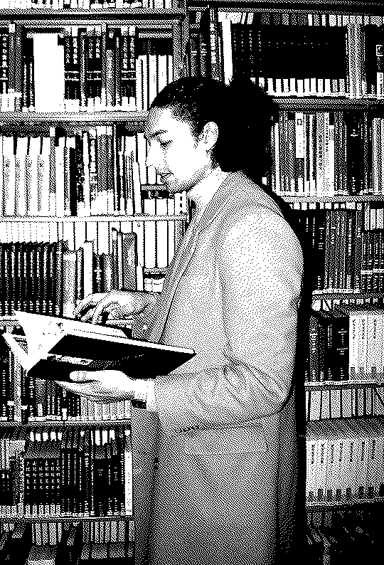 Jarred Carter in the stacks at NYU Bobst Library