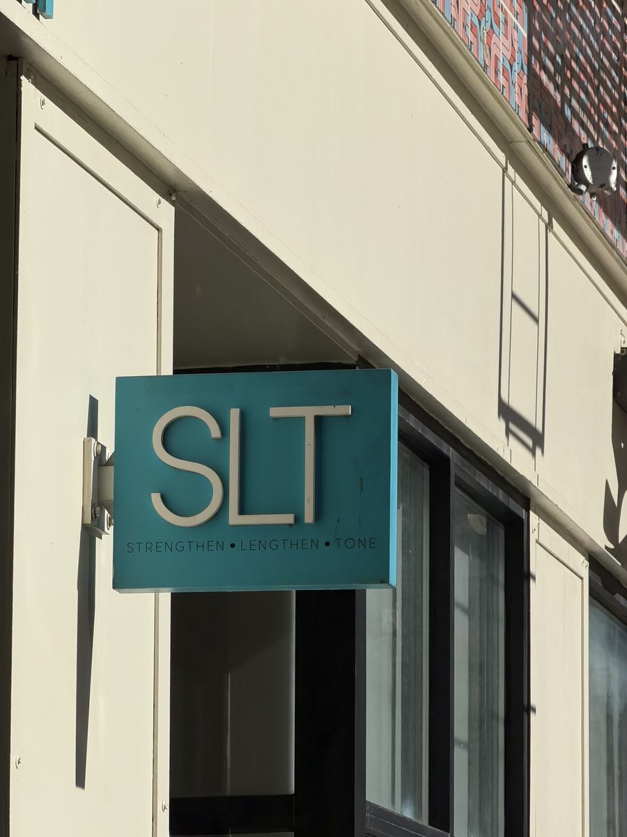 The SLT sign outside the West 14th Street studio